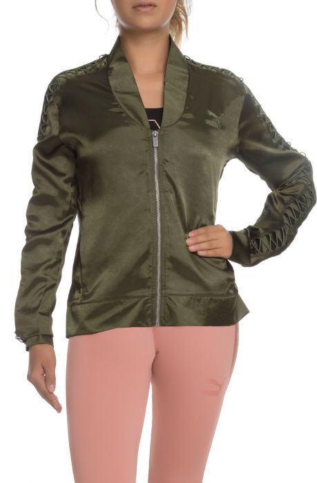 The Satin Lux T7 Jacket in Olive Night