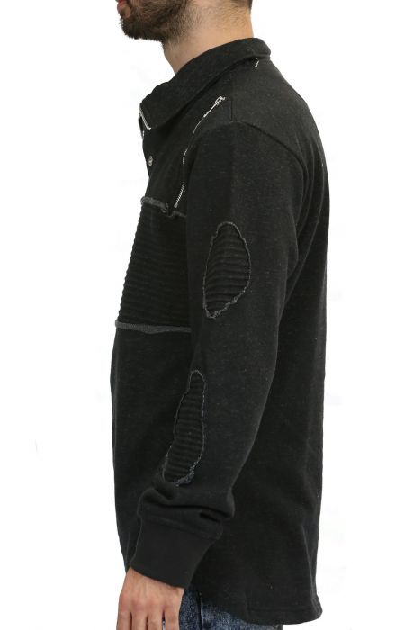 Patched Ski Neck Sweater in Black