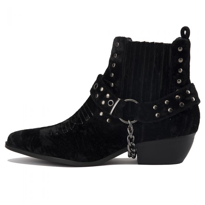 Y.R.U. for Women: Laso Black Velvet Bootie Heels