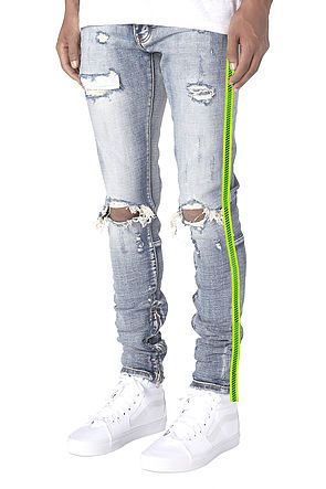 jeans with neon stripe