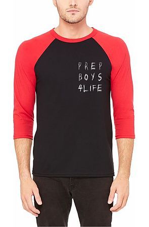 The Prep Coterie Prep Boys 4 Life Raglan T Shirt in Black and Red