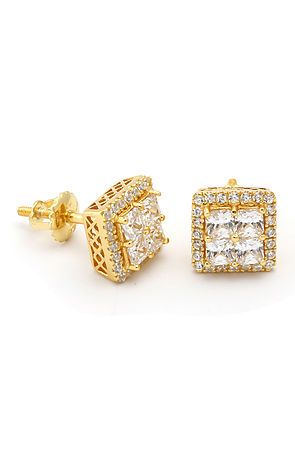 King Ice 14k Gold Layered Cz Earrings