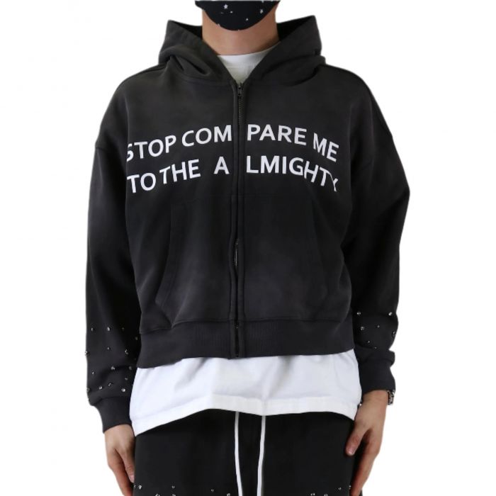 GLENN French Terry Long Sleeve Crop Top Full Zip Hoodie