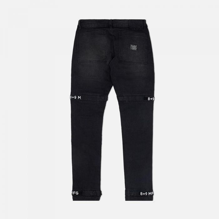 8&9 MFG CO. Black Denim Strapped Up Utility Pants PSBDENBLK