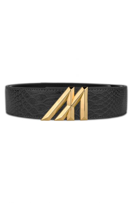 The Mint Anaconda Gold Gem Belt in Black