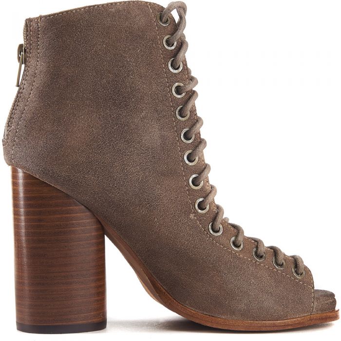 Jeffrey Campbell for Women: Free Love Taupe Heel Lace Up Booties
