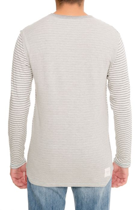 The Kane LS Striped Tee in Grey