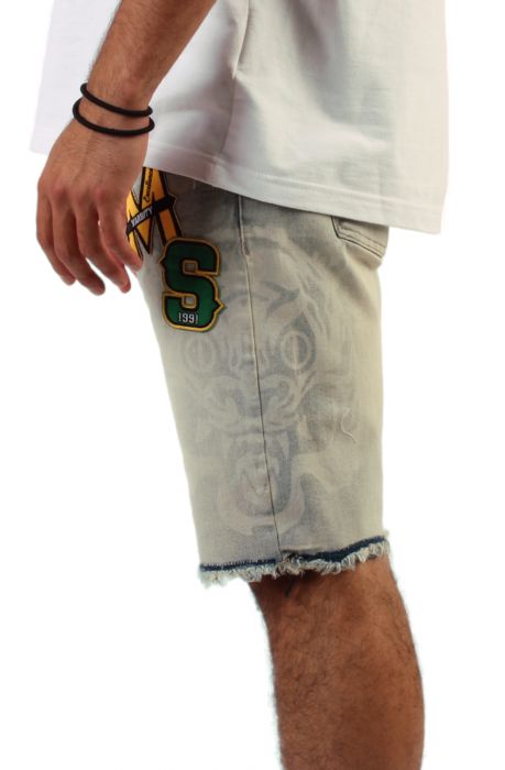 Smoke Rise Varsity Denim Shorts JS23239SK-VBLUE - Karmaloop