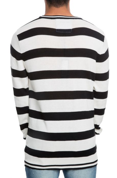 REASON The Dynasty Stripe Knit Sweater in White and Black H9-62-W-WHT ...