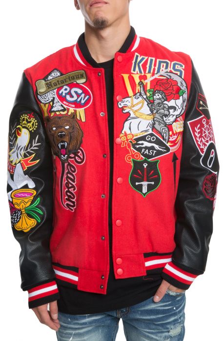 REASON The Reginals Varsity Jacket in Red and Black H9-222-R-RED ...