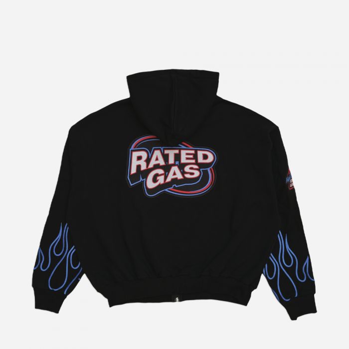 8&9 MFG Co. Rated Gas Zip Up Hoodie Black ZHRGBLK-RED - Karmaloop