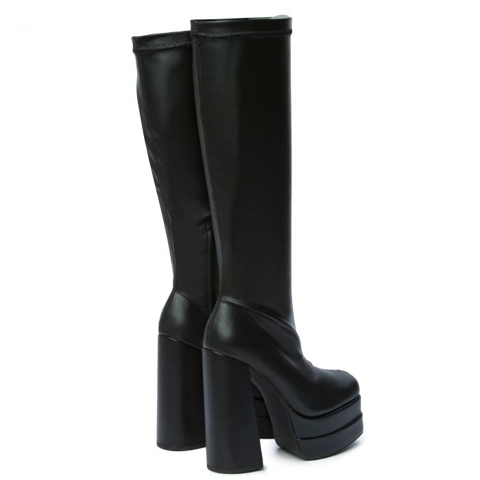 SOLE LA VIE Glass Platform Heel Boot FD GLASS-BLK - Karmaloop