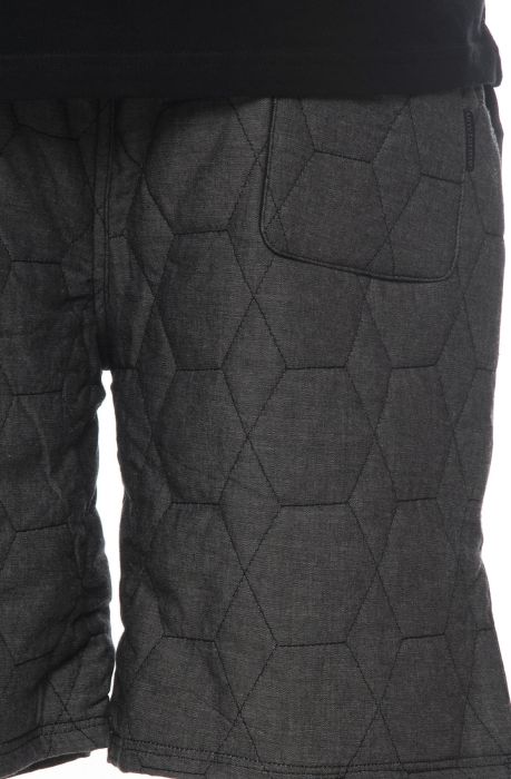 The Striker Chambray Quilted Pattern Shorts in Black