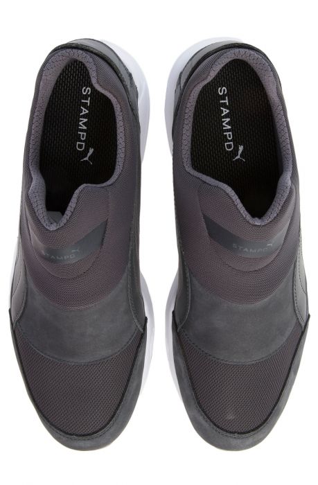 The Puma x Stampd Trinomic Sock NM Sneaker in Asphalt and White Asphalt