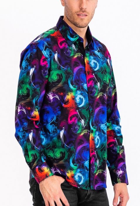 WEIV PRINTED POLY SPX BUTTON DOWN SHIRT 7507 - Karmaloop