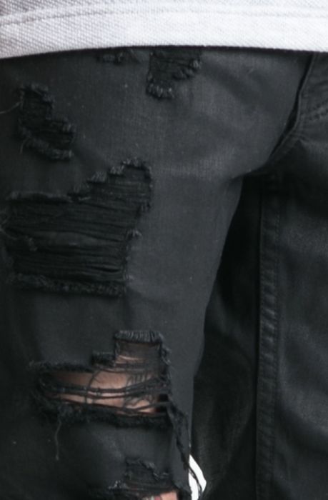 The Phantom Ripped Standard Denim Jeans in Black Wax