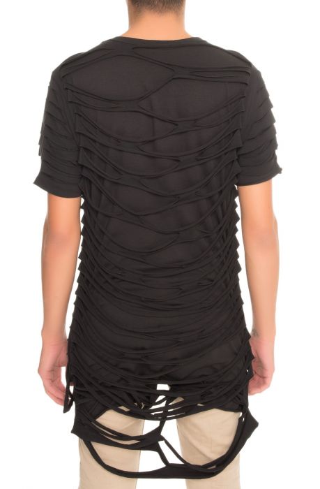 The Shredded Double Layer Tee in Black
