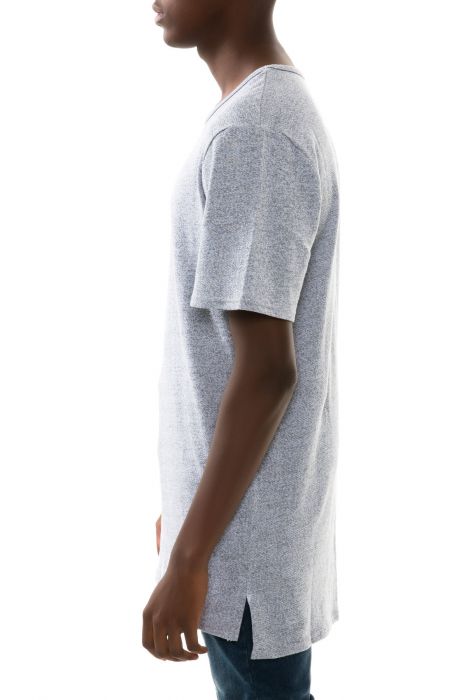 The French Terry Long Split Hem Tall Tee in Heather Grey