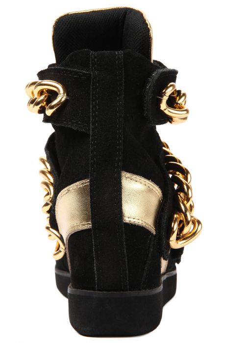 The Almost Chain Sneaker in Black Suede and Gold