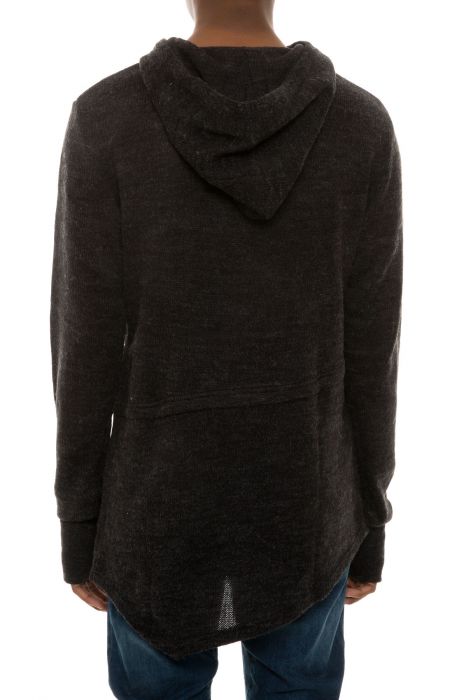 The Asymmetric Knit Pullover Hoodie in Charcoal