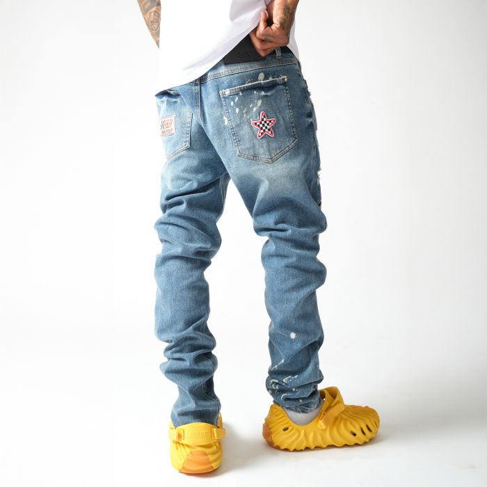 8&9 MFG Co. On 1 Patch Denim Jeans Blue JSON1BLU-BLUE - Karmaloop