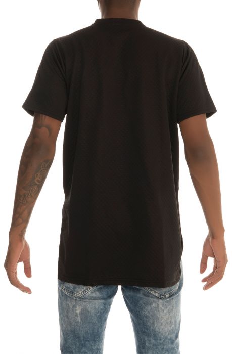 The Jackson Quilted Oversize Fit Longline tee in Black
