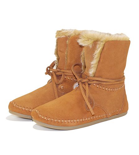 Toms for Women: Zahara Chestnut Suede Faux Hair Boots