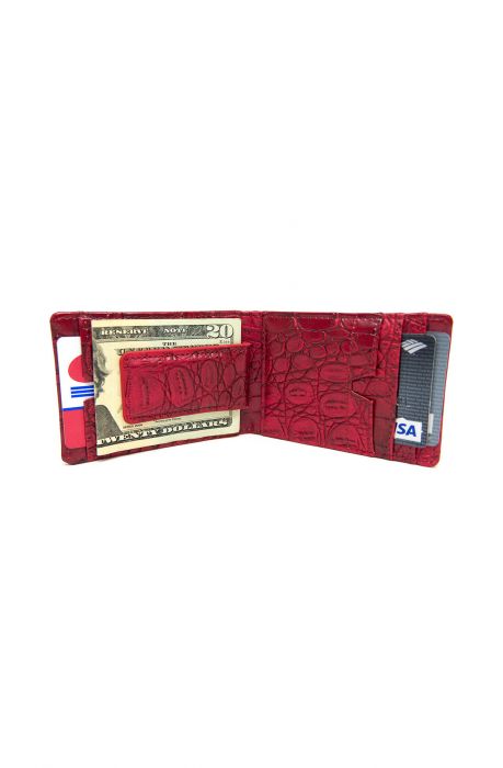 Mint Croc Red Mag Wallet