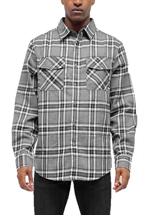 Weiv Checkered Plaid Flannel Shirt Fl108 Greyblk Karmaloop