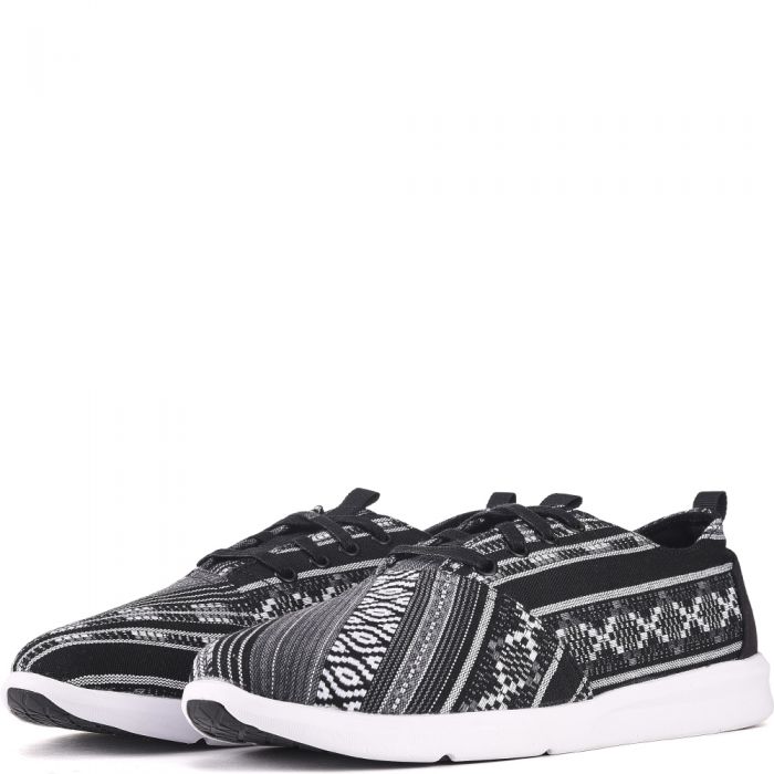 Toms for Men: Del Rey Black/White Woven Linear Cultural Sneakers