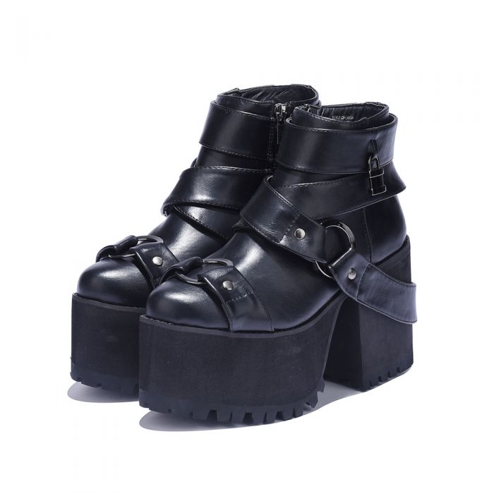 Women's Cherish Black Platform Heel Boots
