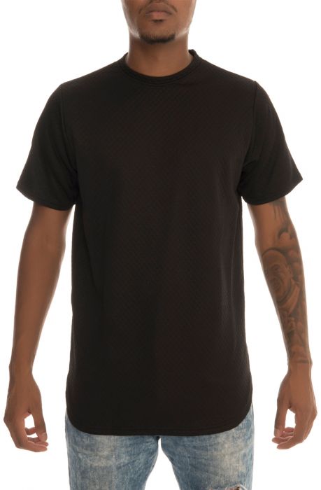 The Jackson Quilted Oversize Fit Longline tee in Black