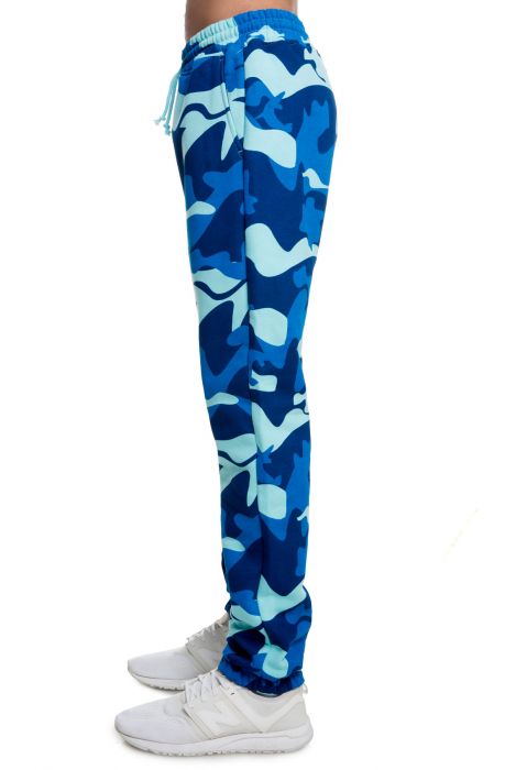 pink blue and white camo sweatpants