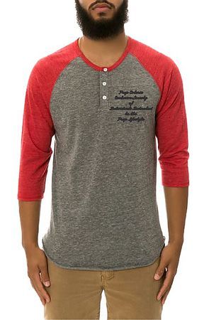 The Prep Coterie League Henley in Heather Gray and Red