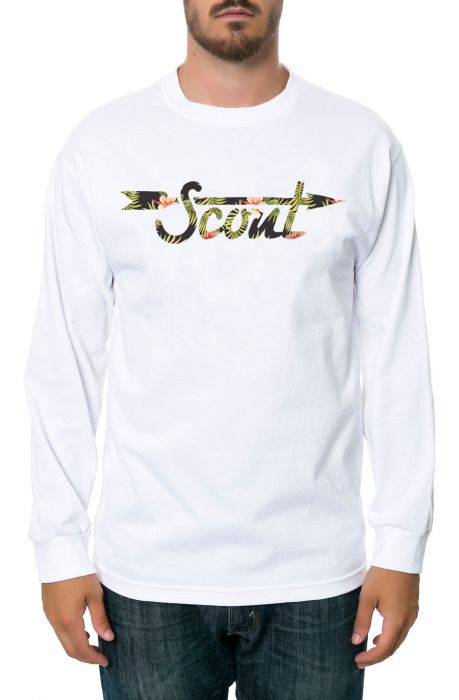 The Tropical Fill Logo Long Sleeve Tee in White