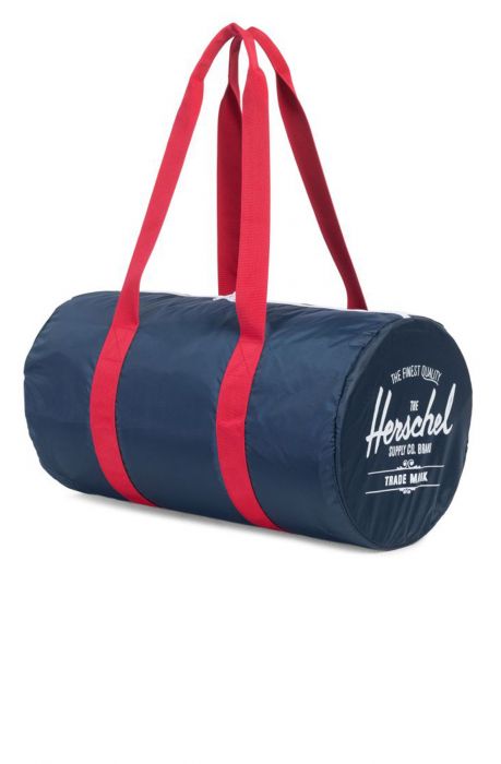 The Packable Duffle in Navy and Red