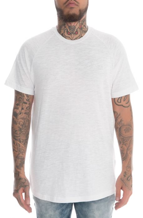 The Torik Long Scalloped Tee in Burnout White