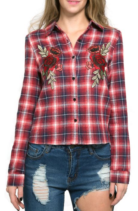 SPOILED PEASANTS The Rose Fishtail Flannel Shirt in Red TG22W-12-4 ...