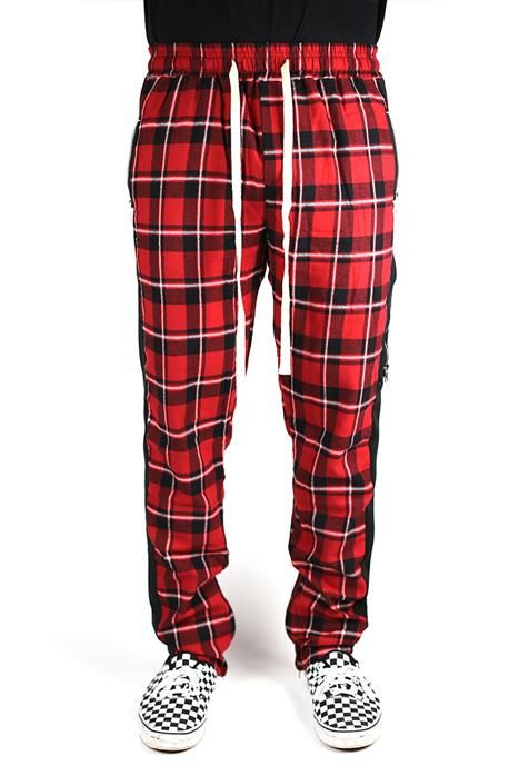 Red plaid track online pants