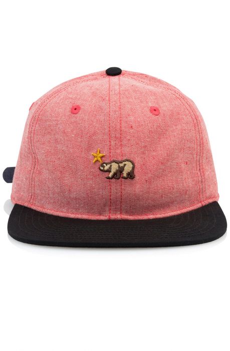 The Dolo Strapback Hat in Red Chambray