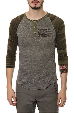 The Prep Coterie Supply Camo Henley in Heather Grey