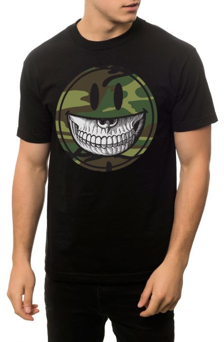 The Camo Smiley Tee in Black