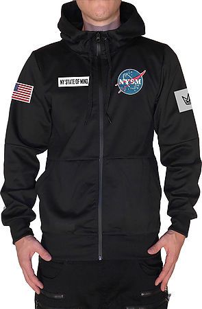 The Space Explorer Tech Fleece Hooded Zip Up in Black