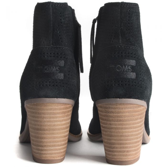 Toms for Women: Majorca Perforated Black Suede Heel Booties