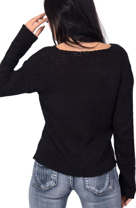 The Distressed Knit Sweater in Black