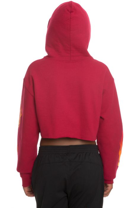 The Slay All Day Cropped Pullover Hoodie in Red