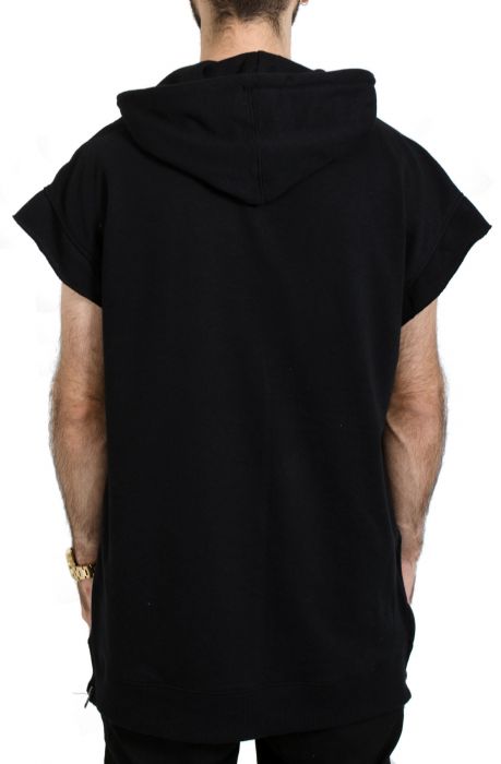 The French Terry Drop Shoulder Pullover Hoodie in Black