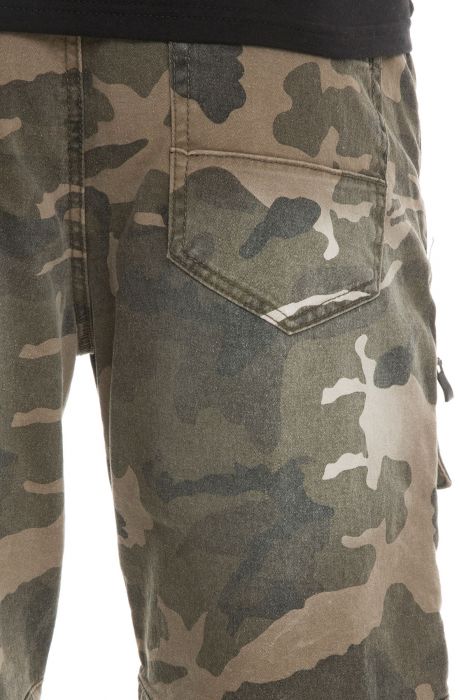 The Distressed Tactical Biker Shorts in Camo