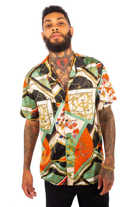 SEIZE&DESIST Chains Button Up B35FC236-0-COLOR-MULTICOLOR - Karmaloop