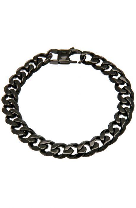 The Polished Stainless Steel Cuban Link Bracelet in Black